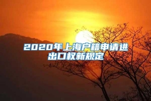 2020年上海户籍申请进出口权新规定
