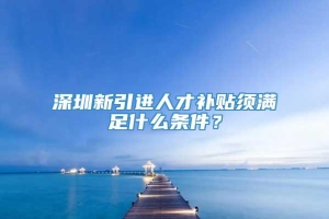 深圳新引进人才补贴须满足什么条件？