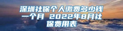深圳社保个人缴费多少钱一个月 2022年8月社保费用表