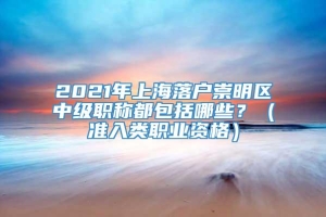 2021年上海落户崇明区中级职称都包括哪些？（准入类职业资格）