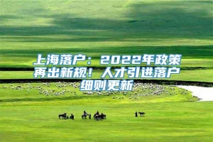 上海落户：2022年政策再出新规！人才引进落户细则更新