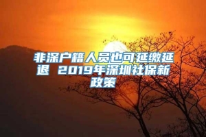 非深户籍人员也可延缴延退 2019年深圳社保新政策