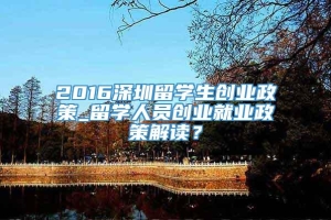 2016深圳留学生创业政策_留学人员创业就业政策解读？