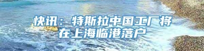 快讯：特斯拉中国工厂将在上海临港落户