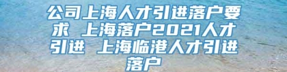公司上海人才引进落户要求 上海落户2021人才引进 上海临港人才引进落户