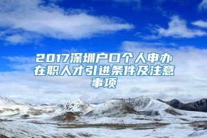 2017深圳户口个人申办在职人才引进条件及注意事项