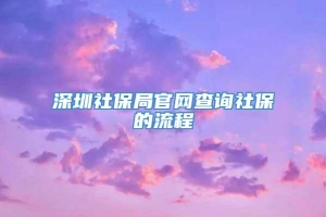 深圳社保局官网查询社保的流程