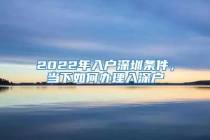 2022年入户深圳条件，当下如何办理入深户