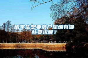 留学生想要落户深圳有哪些要求呢？