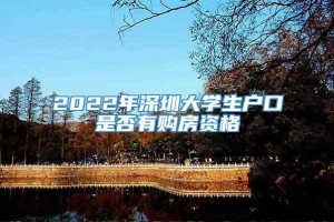 2022年深圳大学生户口是否有购房资格