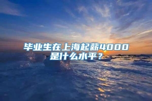 毕业生在上海起薪4000是什么水平？