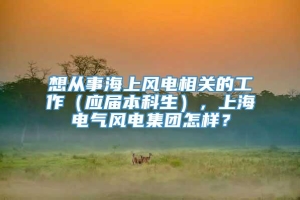 想从事海上风电相关的工作（应届本科生），上海电气风电集团怎样？