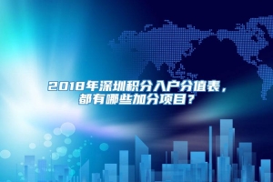 2018年深圳积分入户分值表，都有哪些加分项目？