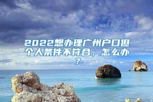 2022想办理广州户口但个人条件不符合，怎么办？