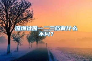 深圳社保一二三档有什么不同？