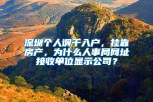 深圳个人调干入户，挂靠房产，为什么人事局网址接收单位显示公司？