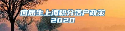 应届生上海积分落户政策2020