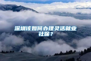 深圳该如何办理灵活就业社保？