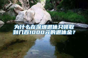 为什么在深圳退休只领取到几百1000元的退休金？