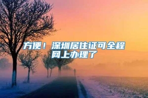 方便！深圳居住证可全程网上办理了