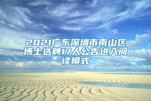 2021广东深圳市南山区博士选聘17人公告进入阅读模式
