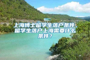 上海博士留学生落户条件，留学生落户上海需要什么条件？