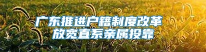 广东推进户籍制度改革 放宽直系亲属投靠