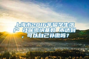 上海市2016年留学生落户 社保缴纳基数 未达到，可以自己补缴吗？