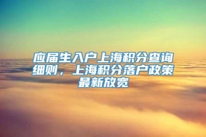 应届生入户上海积分查询细则，上海积分落户政策最新放宽
