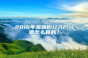 2016年深圳积分入户分值怎么算的？