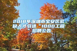 2018年深圳市宝安区紧缺人才引进“1000工程”招聘公告