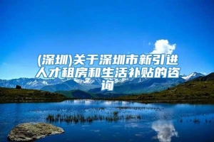 (深圳)关于深圳市新引进人才租房和生活补贴的咨询