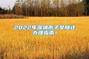 2022年深圳市子女随迁办理指南！