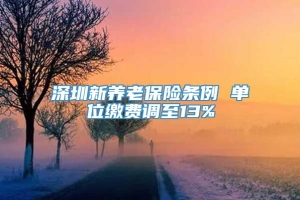 深圳新养老保险条例 单位缴费调至13%