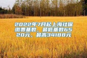 2022年7月起上海社保缴费基数，最低基数6520元，最高34188元