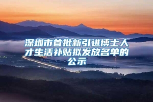 深圳市首批新引进博士人才生活补贴拟发放名单的公示