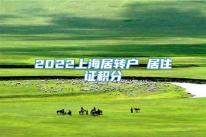 2022上海居转户 居住证积分