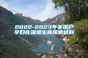 2022-2023年非深户孕妇在深圳生育所需材料