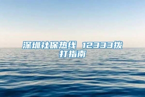 深圳社保热线 12333拨打指南