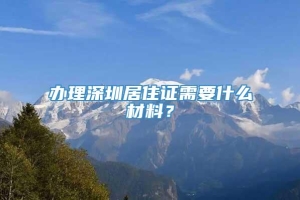 办理深圳居住证需要什么材料？
