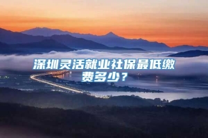 深圳灵活就业社保最低缴费多少？