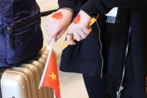 首批乘包机抵沪的15岁小留学生，为何在隔离点外秀出五星红旗贴纸？