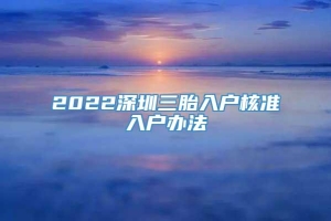 2022深圳三胎入户核准入户办法