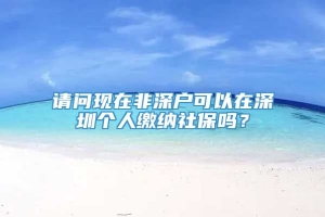 请问现在非深户可以在深圳个人缴纳社保吗？