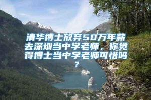 清华博士放弃50万年薪去深圳当中学老师，你觉得博士当中学老师可惜吗？