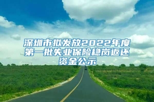 深圳市拟发放2022年度第一批失业保险稳岗返还资金公示