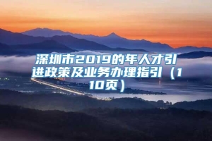 深圳市2019的年人才引进政策及业务办理指引（110页）