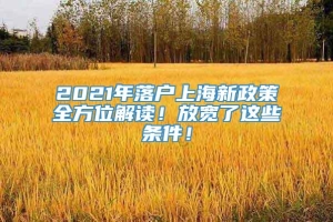 2021年落户上海新政策全方位解读！放宽了这些条件！