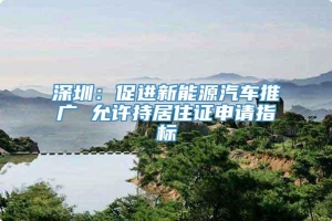 深圳：促进新能源汽车推广 允许持居住证申请指标