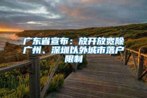 广东省宣布：放开放宽除广州、深圳以外城市落户限制